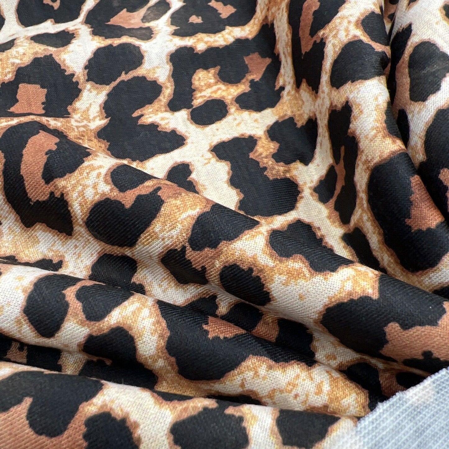 Black Tan Animal Print Spun Poly Stretch Fabric - T9 Fabrics