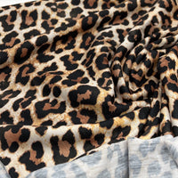 Black Tan Animal Print Spun Poly Stretch Fabric - T9 Fabrics