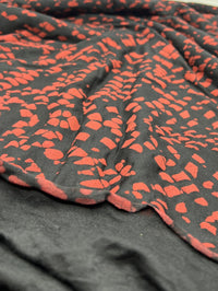 Black Terracotta Spot Mix Viscose Elastane 4 Way Stretch Fabric - T9 Fabrics