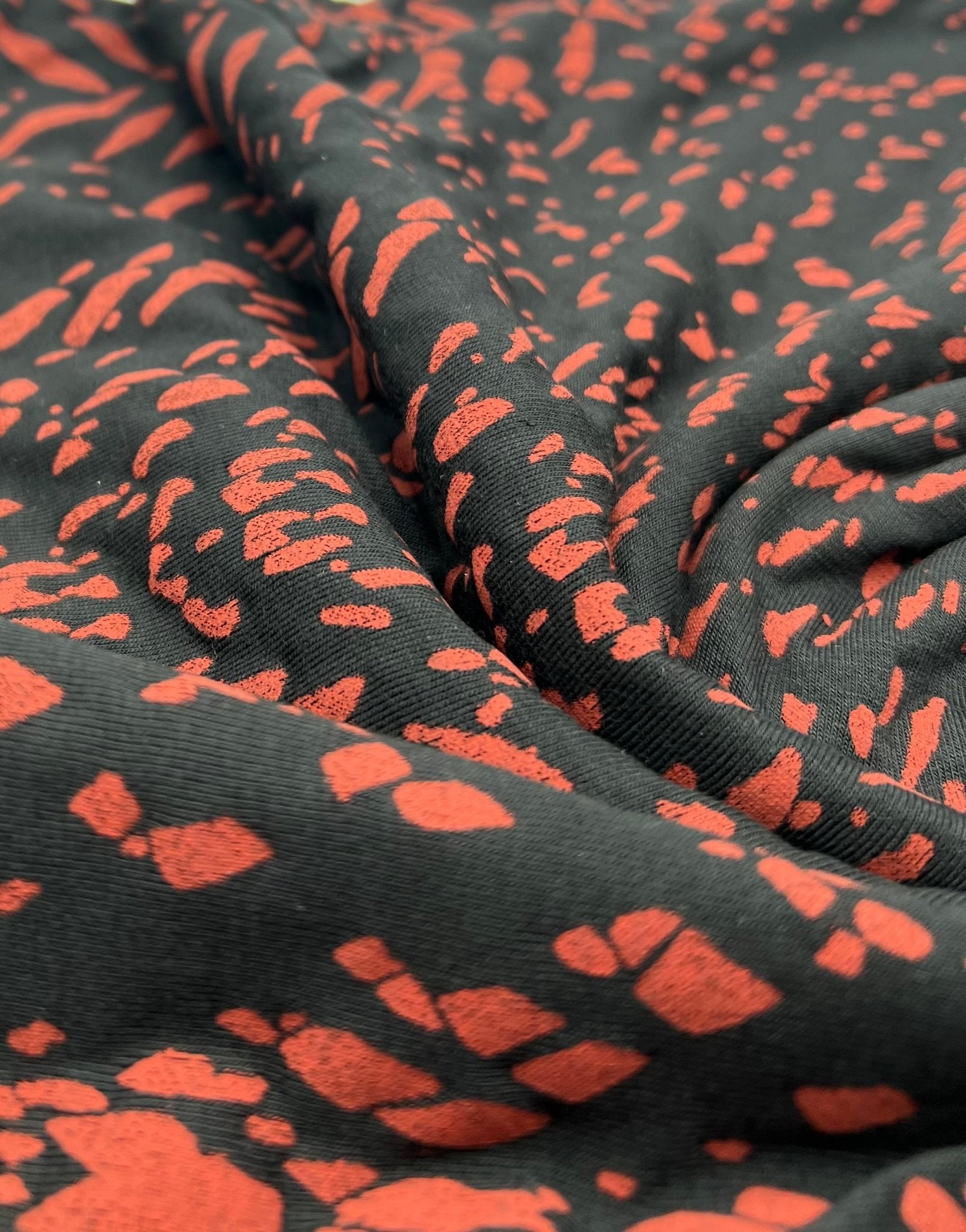 Black Terracotta Spot Mix Viscose Elastane 4 Way Stretch Fabric - T9 Fabrics