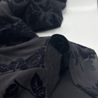 Black Textured Floral Mesh Fabric Stretch - T9 Fabrics