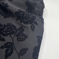 Black Textured Floral Mesh Fabric Stretch - T9 Fabrics