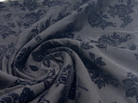 Black Textured Floral Mesh Fabric Stretch - T9 Fabrics