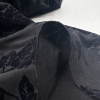 Black Textured Floral Mesh Fabric Stretch - T9 Fabrics