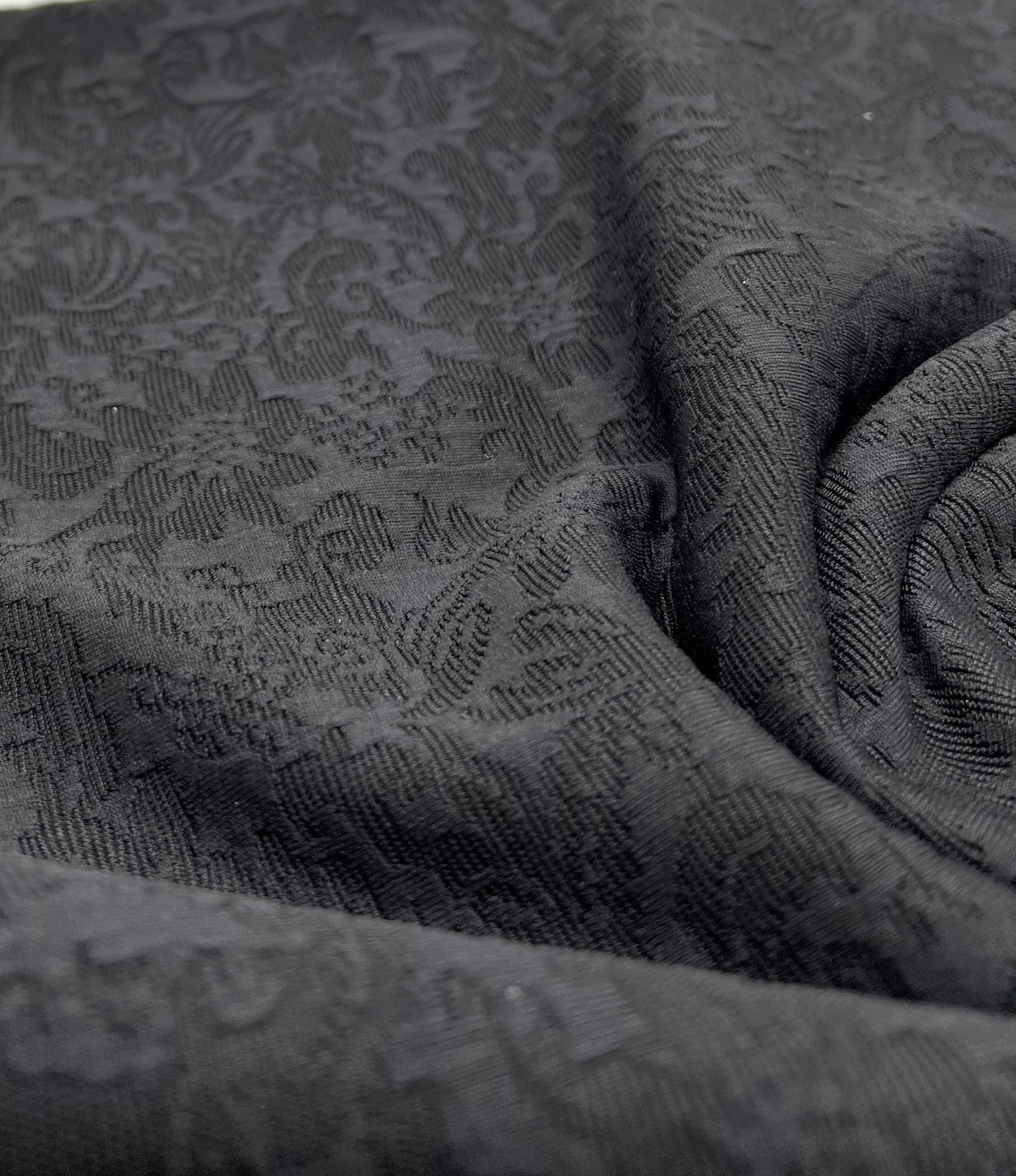 Black Textured Jacquard 2 Way Stretch Fabric - T9 Fabrics