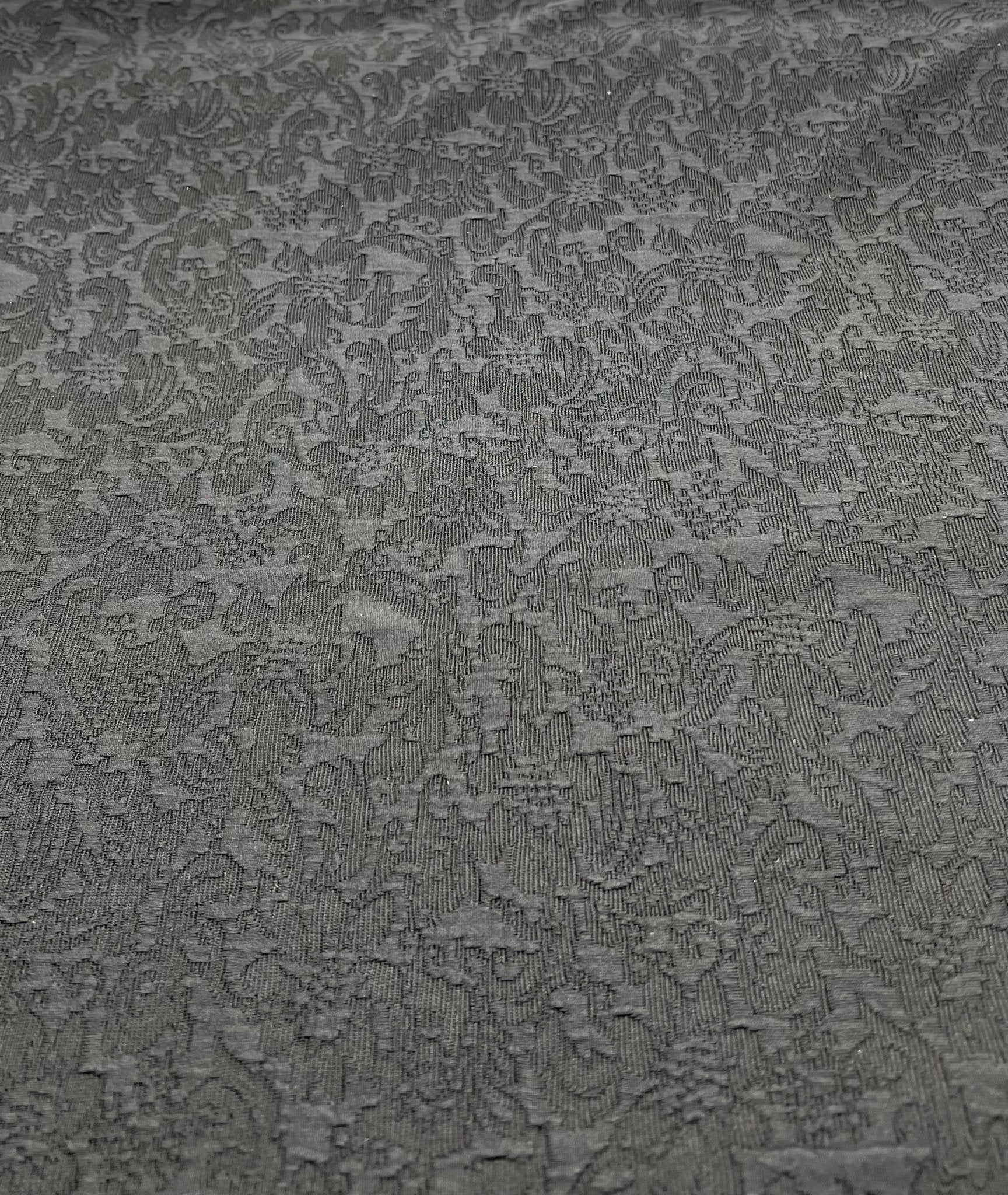 Black Textured Jacquard 2 Way Stretch Fabric - T9 Fabrics