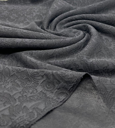 Black Textured Jacquard 2 Way Stretch Fabric - T9 Fabrics