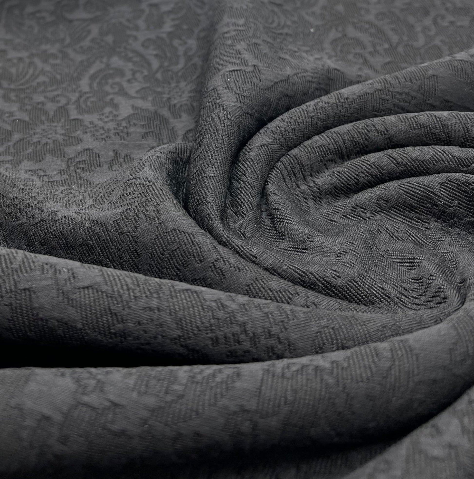 Black Textured Jacquard 2 Way Stretch Fabric - T9 Fabrics