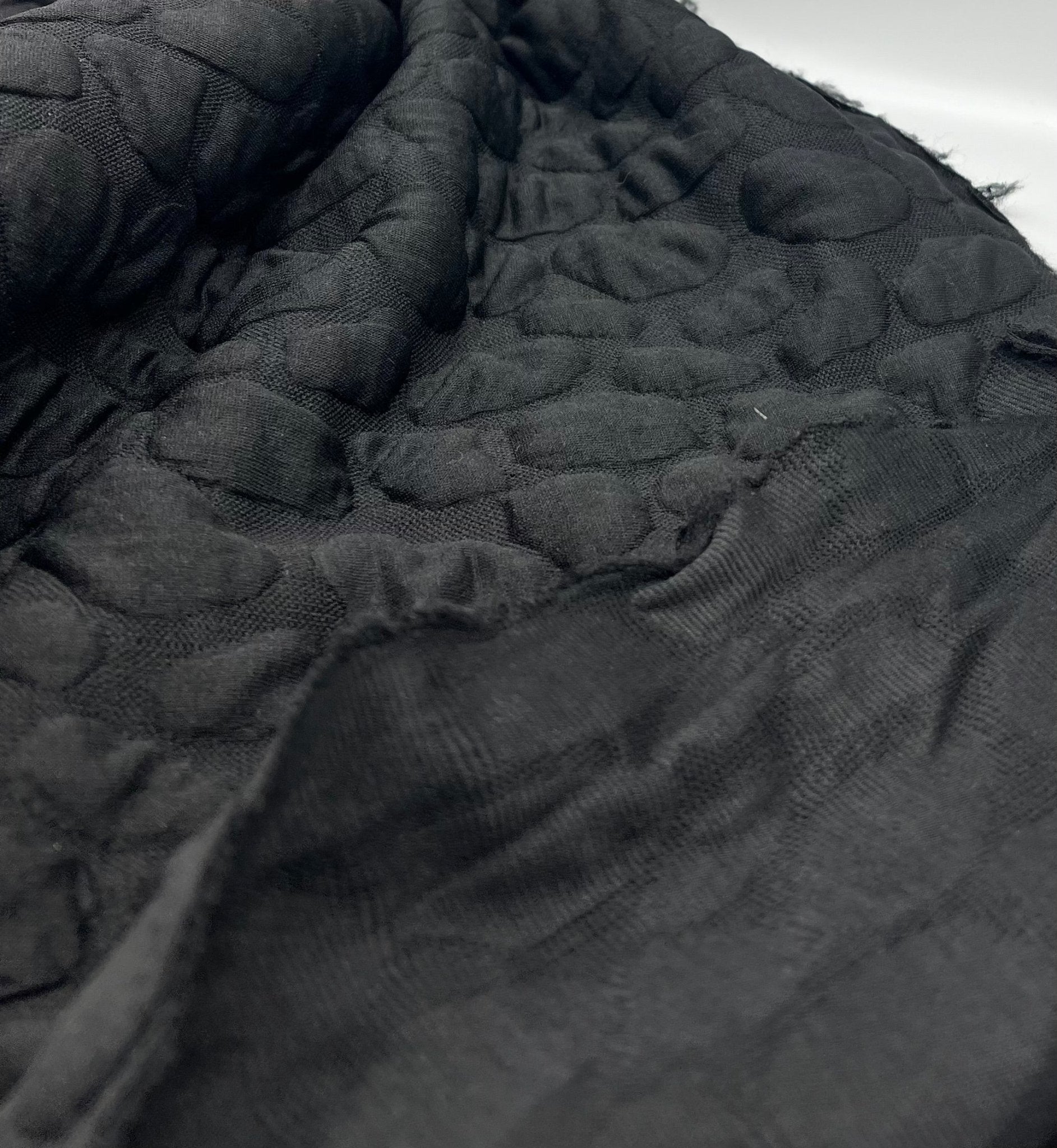 Black Textured Quilting Stretch Knit Fabric - T9 Fabrics