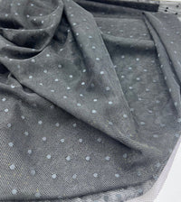 Black Textured Spot Mesh Fabric Stretch - T9 Fabrics