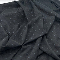 Black Textured Spot Mesh Fabric Stretch - T9 Fabrics