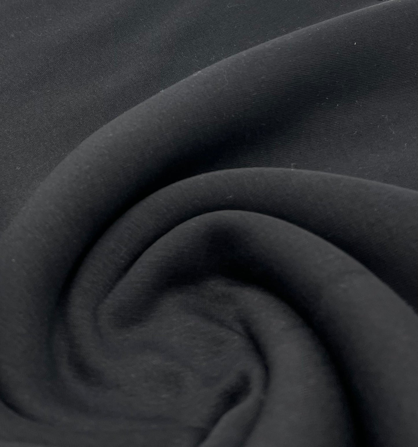 Black Thick Cotton Mix Sweatshirt Fabric 250 GSM 2 Way Stretch - T9 Fabrics