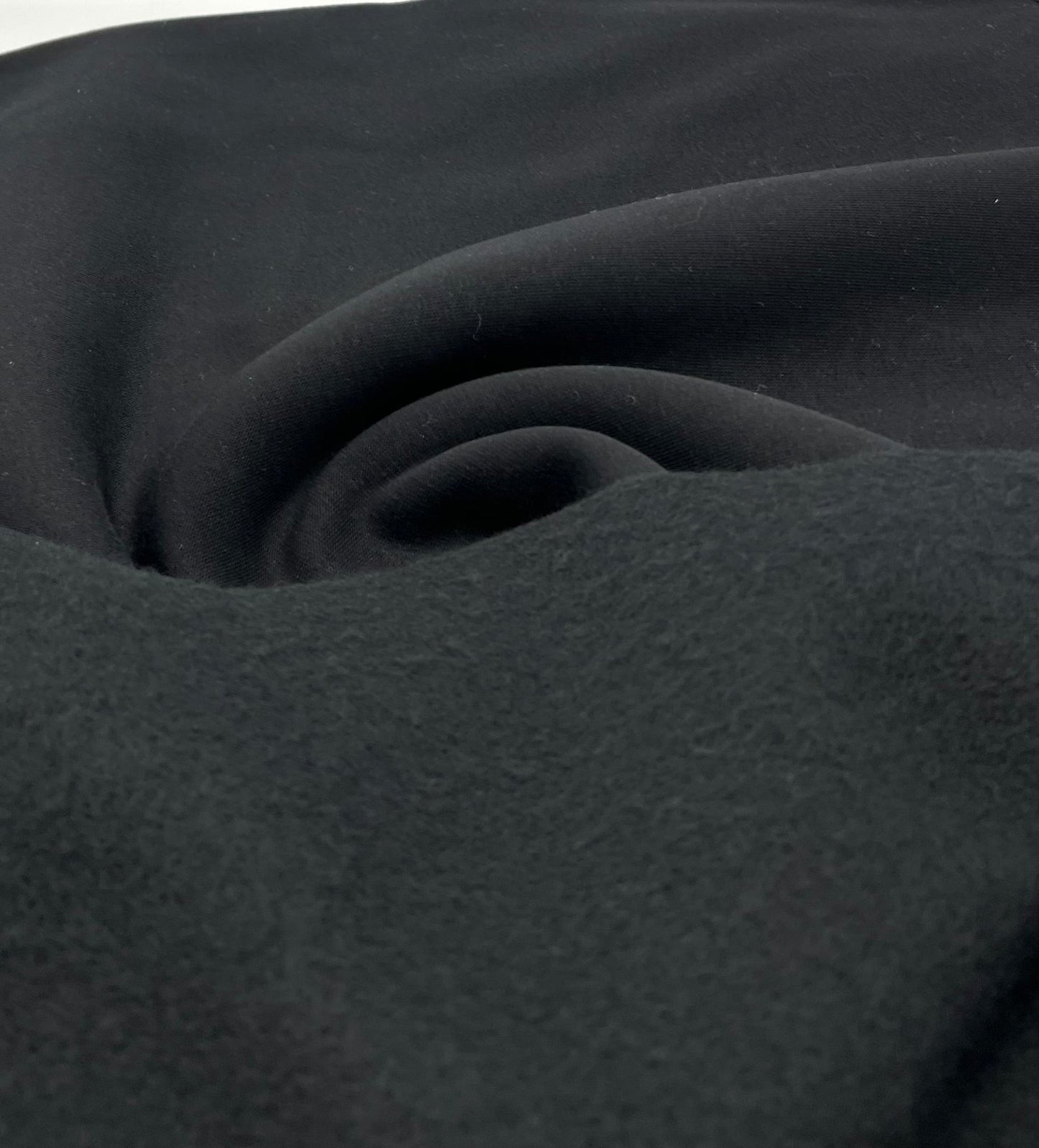 Black Thick Cotton Mix Sweatshirt Fabric 250 GSM 2 Way Stretch - T9 Fabrics