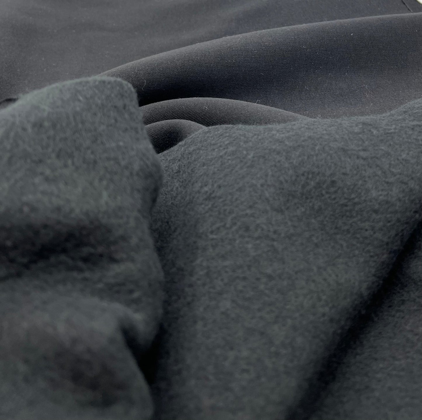 Black Thick Cotton Mix Sweatshirt Fabric 250 GSM 2 Way Stretch - T9 Fabrics