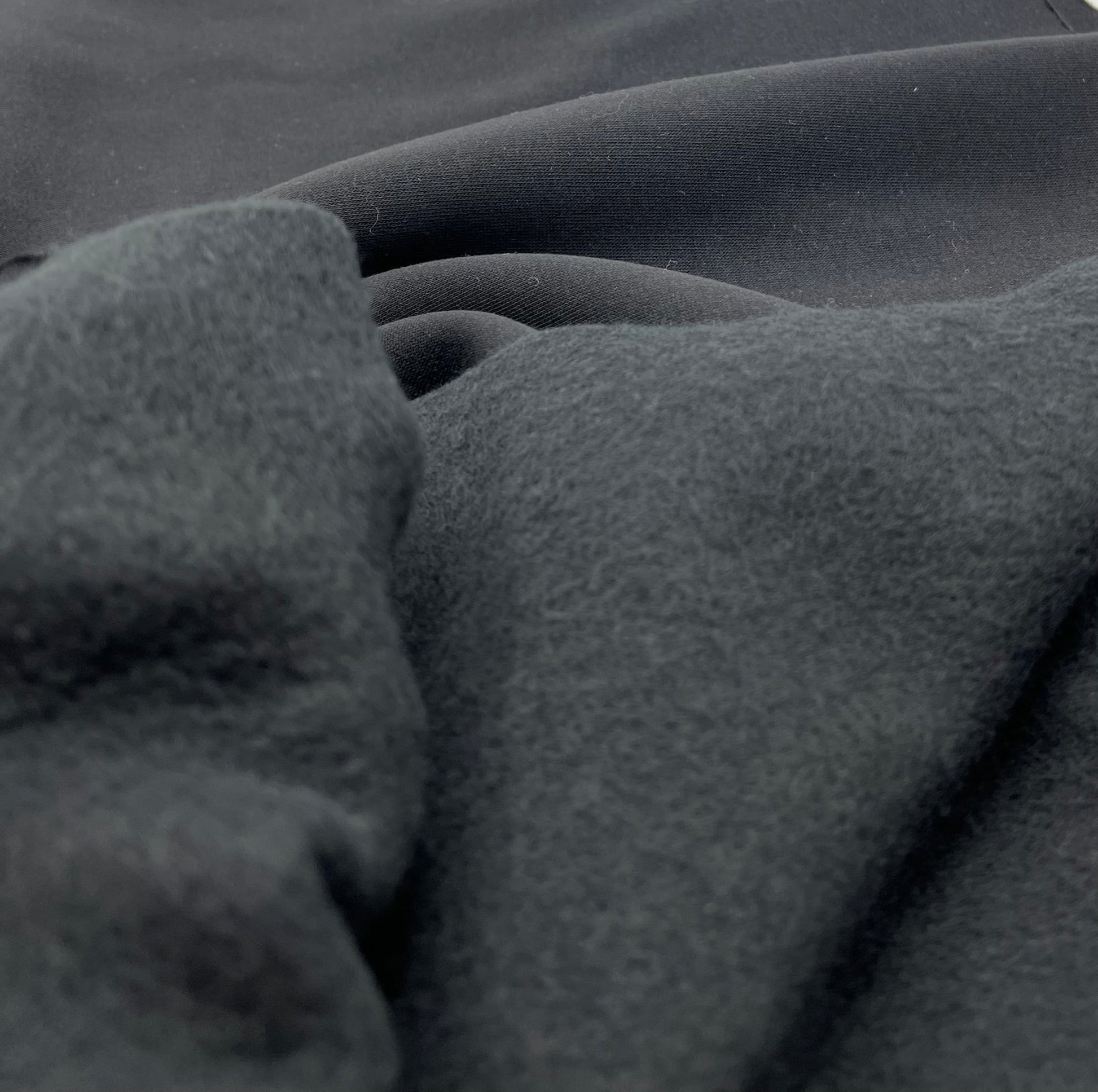 Black Thick Cotton Mix Sweatshirt Fabric 250 GSM 2 Way Stretch - T9 Fabrics