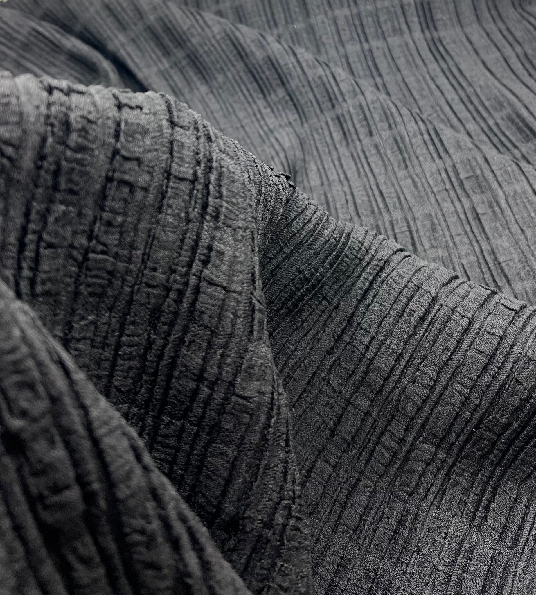 Black Thick Textured 4 Way Stretch Fabric - T9 Fabrics