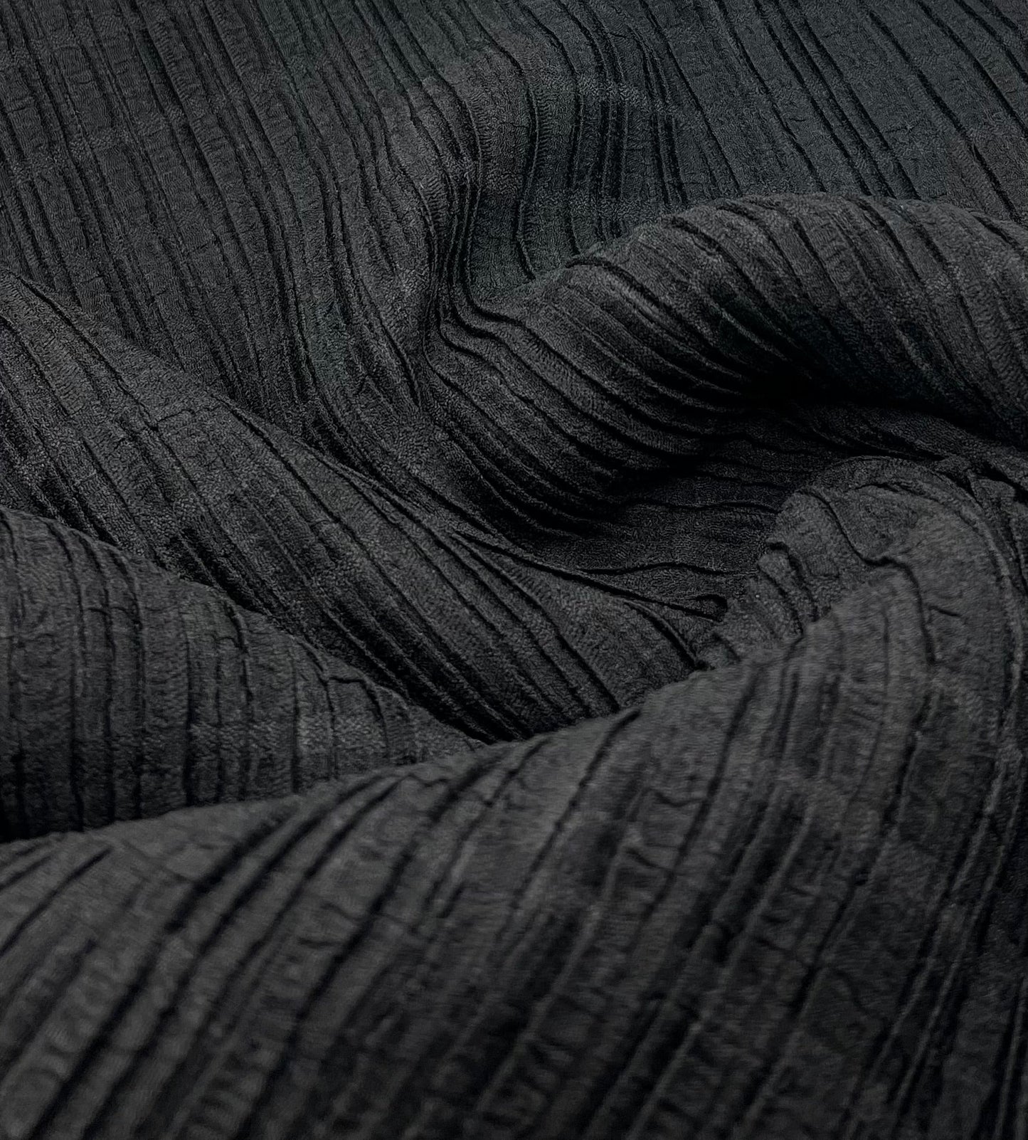 Black Thick Textured 4 Way Stretch Fabric - T9 Fabrics