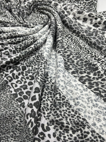 Black & White Animal Diagonal Print Viscose Elastane Fabric - T9 Fabrics