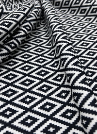 Black White Diamond Printed Scuba Crepe Jersey Fabric 4 Way Stretch - T9 Fabrics