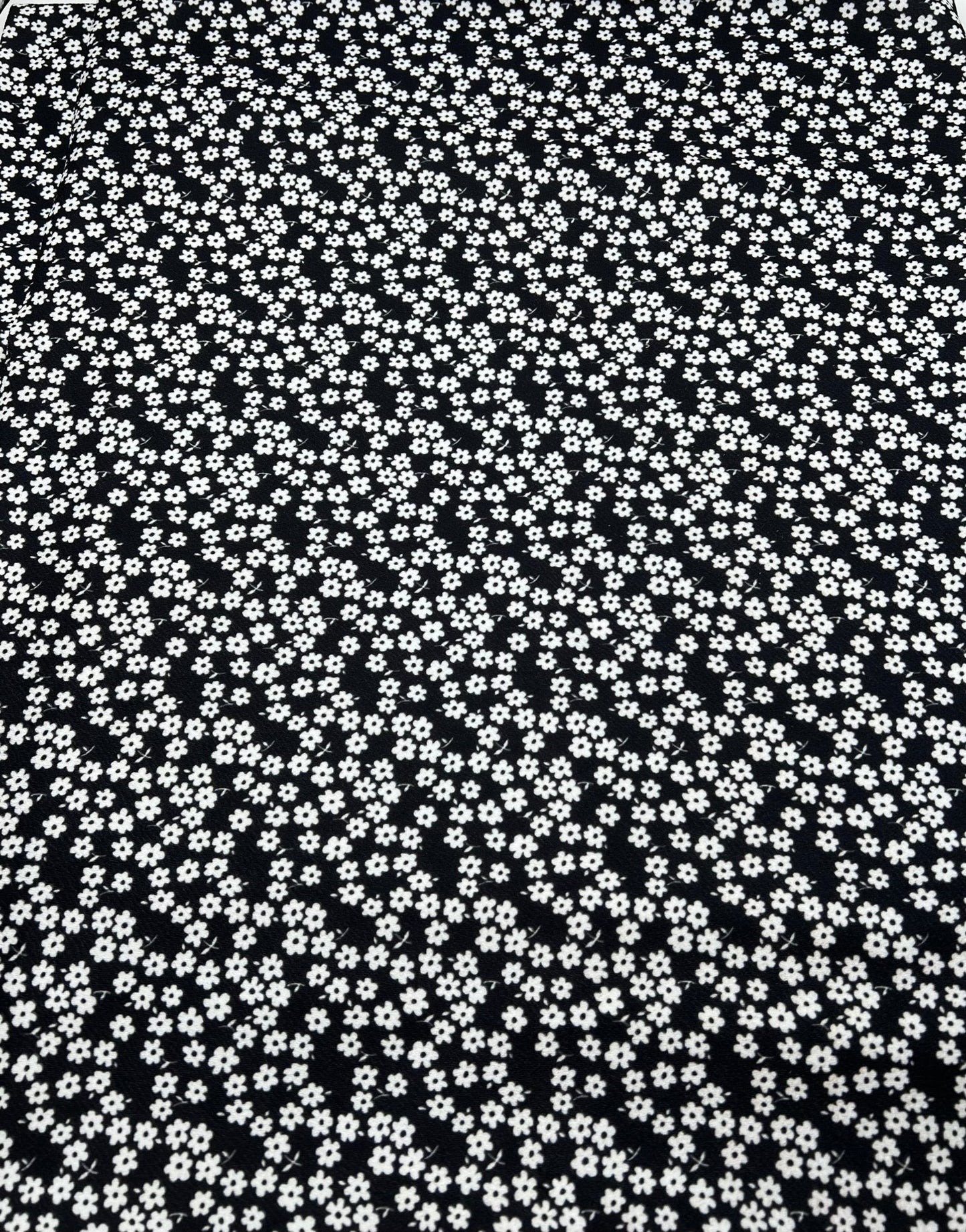 Black & White Ditsy Floral Print Liverpool Stretch Fabric - T9 Fabrics