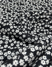 Black & White Ditsy Floral Print Liverpool Stretch Fabric - T9 Fabrics