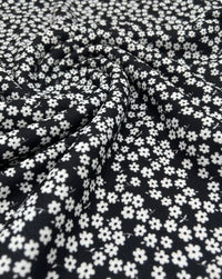 Black & White Ditsy Floral Print Liverpool Stretch Fabric - T9 Fabrics