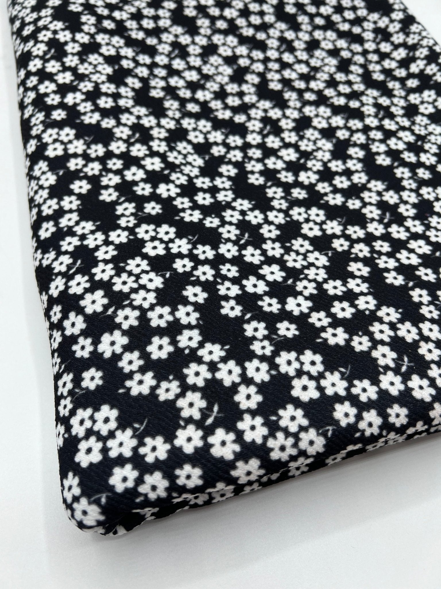 Black & White Ditsy Floral Print Liverpool Stretch Fabric - T9 Fabrics