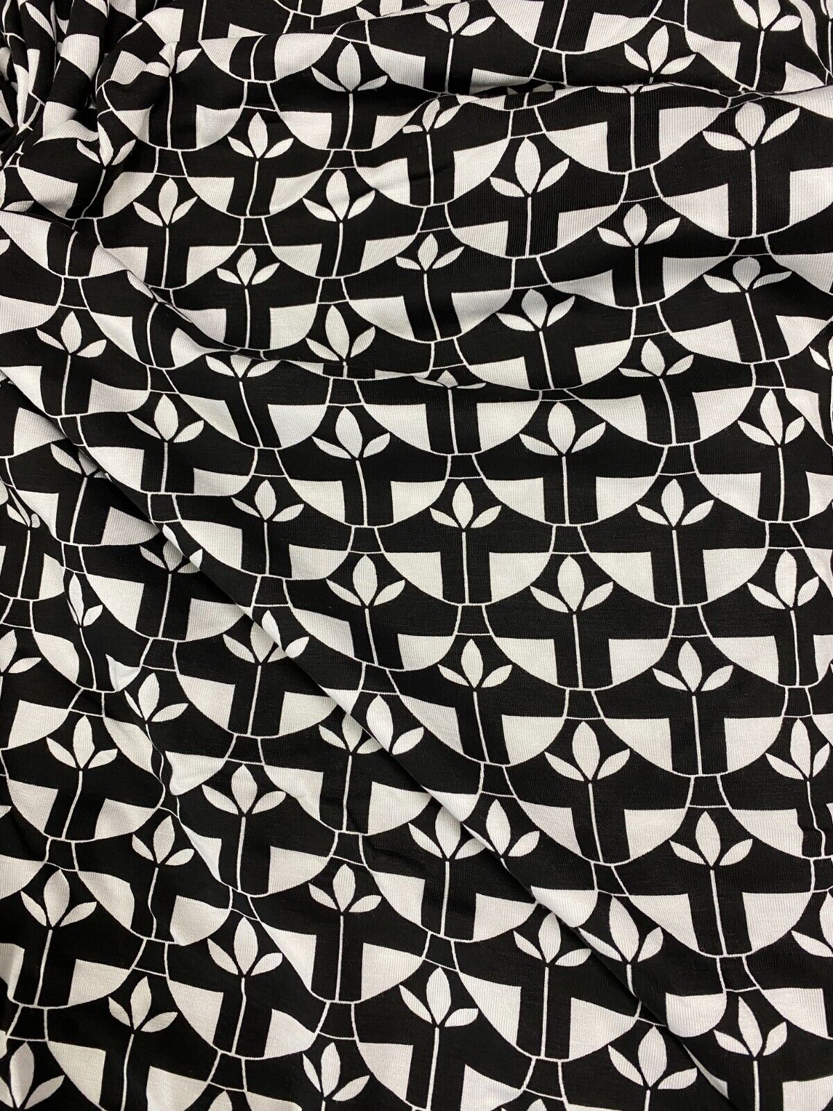 Black & White Geo Print Viscose Elastane Fabric - T9 Fabrics