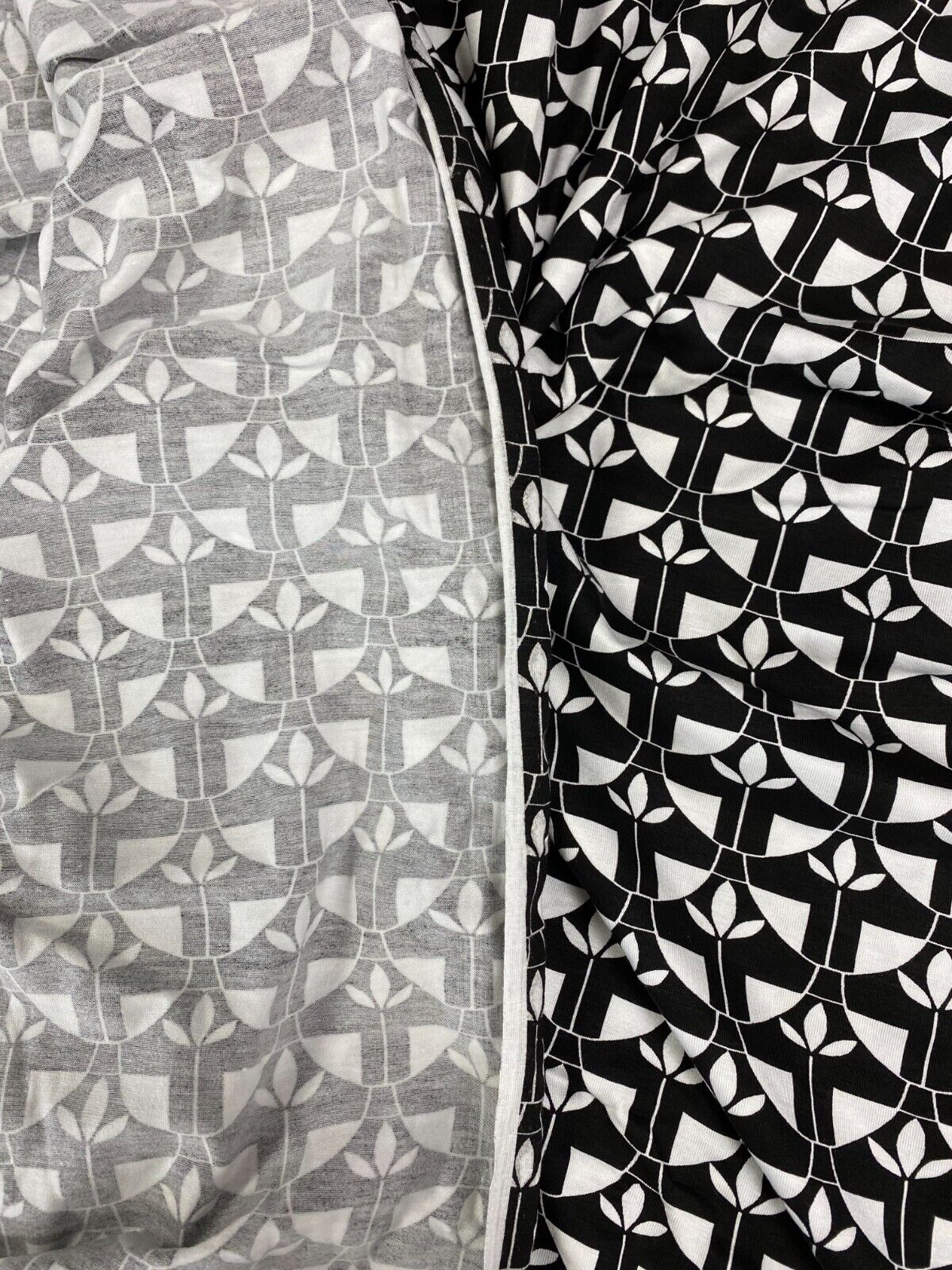 Black & White Geo Print Viscose Elastane Fabric - T9 Fabrics