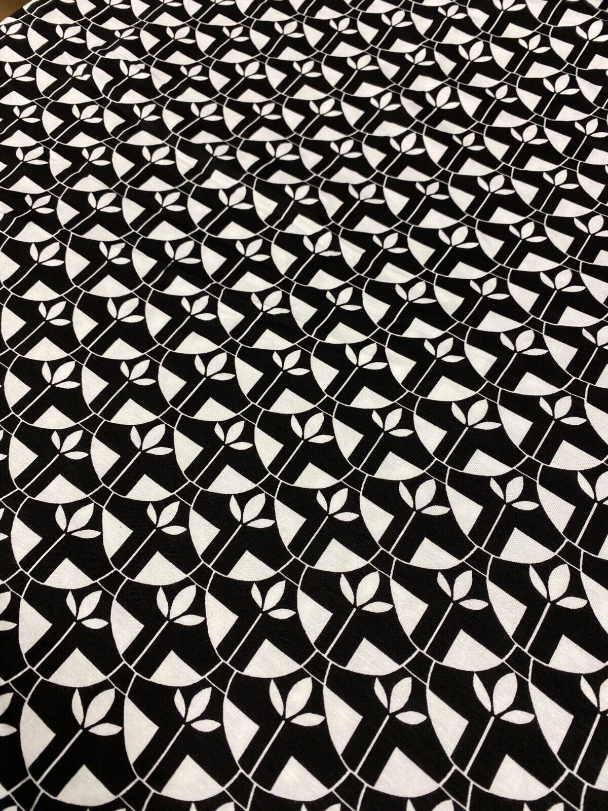 Black & White Geo Print Viscose Elastane Fabric - T9 Fabrics