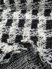 Black White Gingham Gold Speckles Jacquard Stretch Fabric - T9 Fabrics