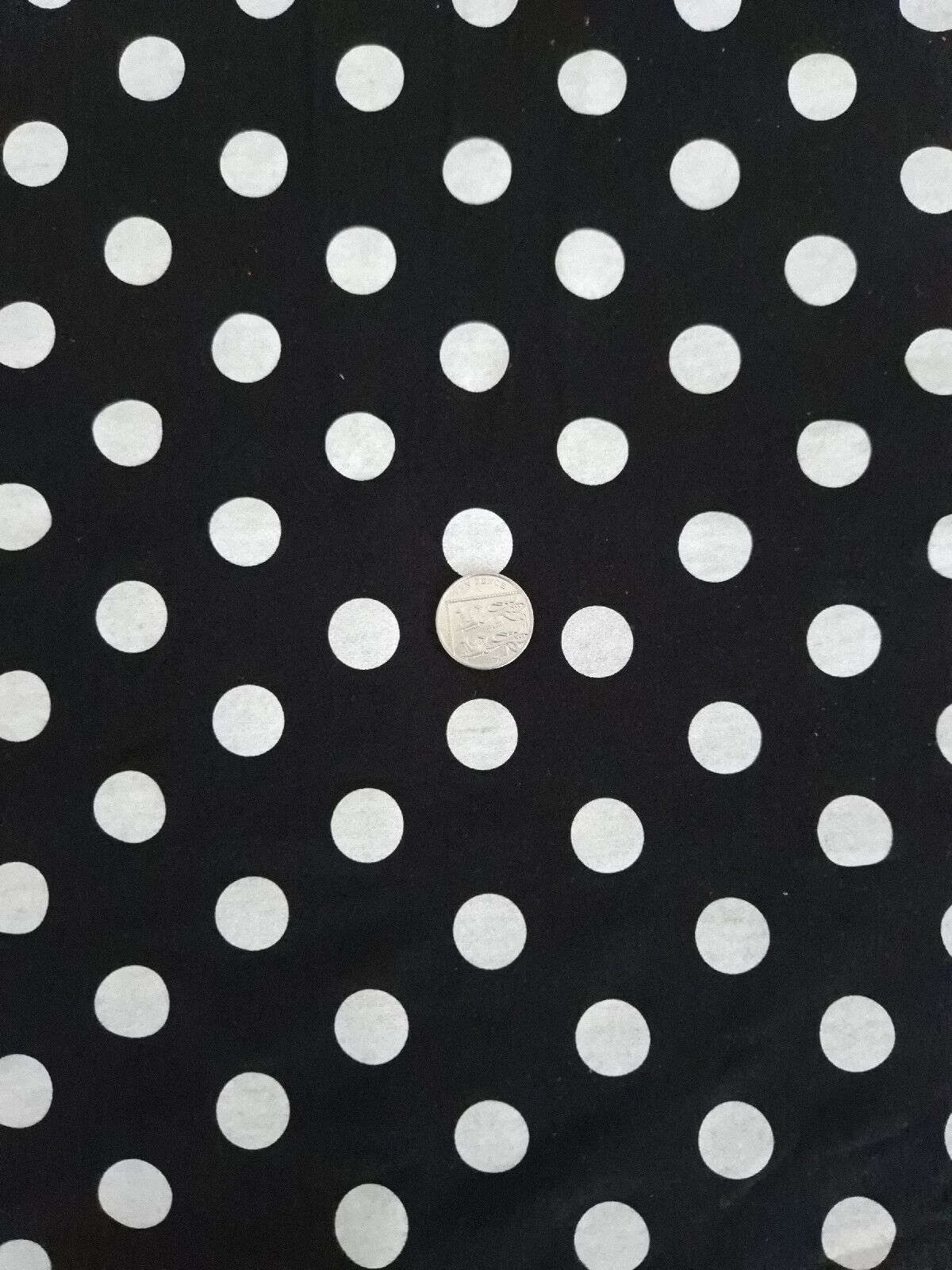 Black & White Large Polka Dot Viscose Elastane Fabric - T9 Fabrics