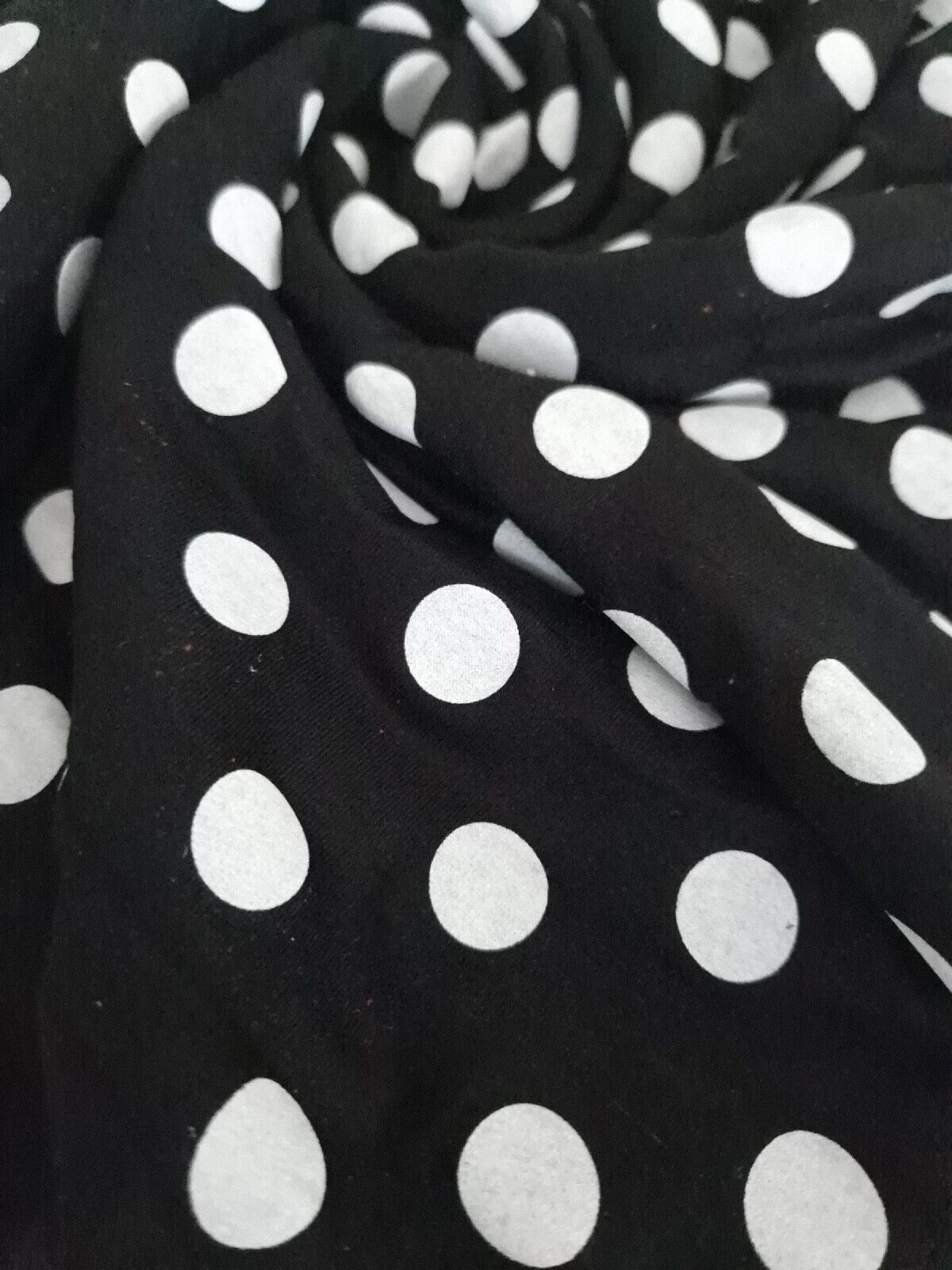 Black & White Large Polka Dot Viscose Elastane Fabric - T9 Fabrics