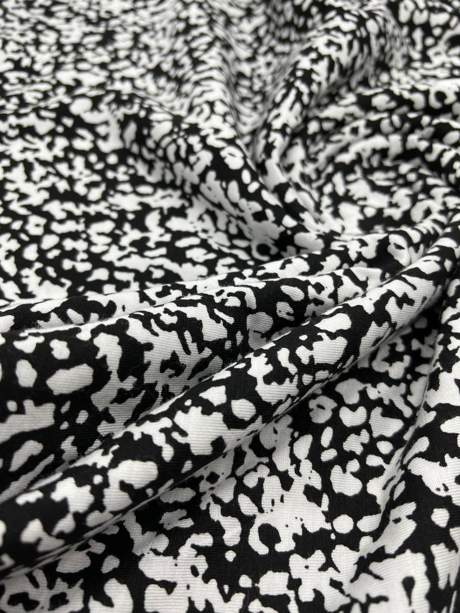 Black & White Mix Print Viscose Elastane Fabric - T9 Fabrics