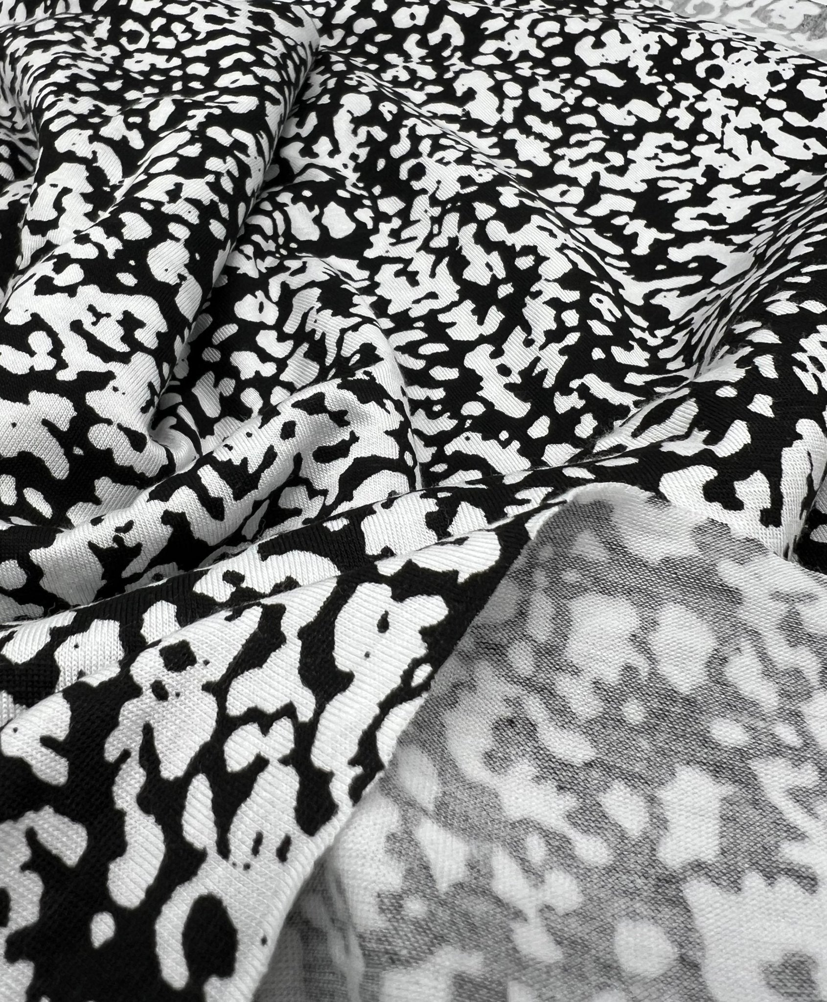 Black & White Mix Print Viscose Elastane Fabric - T9 Fabrics