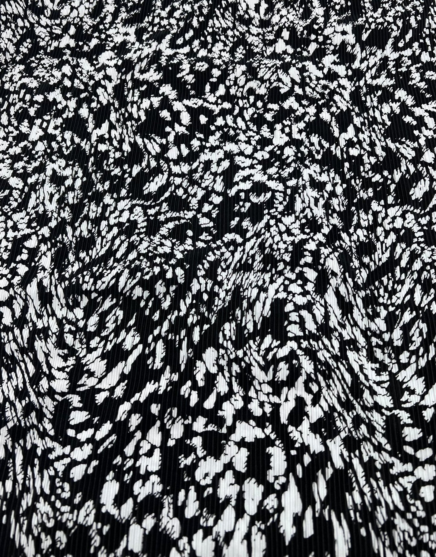 Black White Mix Printed Plisse Fabric - T9 Fabrics