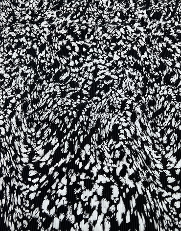 Black White Mix Printed Plisse Fabric - T9 Fabrics