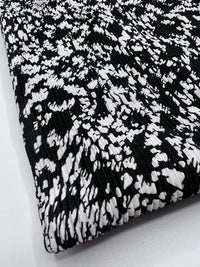 Black White Mix Printed Plisse Fabric - T9 Fabrics