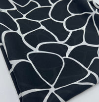 Black White Patterned Printed Chiffon Dress Fabric - T9 Fabrics