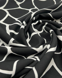 Black White Patterned Printed Chiffon Dress Fabric - T9 Fabrics