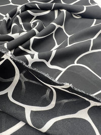 Black White Patterned Printed Chiffon Dress Fabric - T9 Fabrics