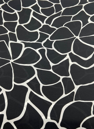 Black White Patterned Printed Chiffon Dress Fabric - T9 Fabrics