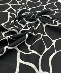 Black White Patterned Printed Chiffon Dress Fabric - T9 Fabrics