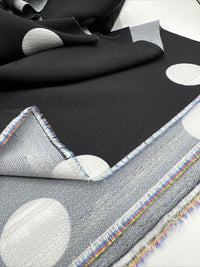 Black White Polka Print Chiffon Fabric - T9 Fabrics