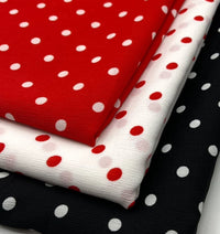 Black White Polka Spot Lightweight Crepe Non Stretch Fabric - T9 Fabrics