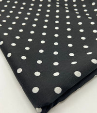 Black White Polka Spot Lightweight Crepe Non Stretch Fabric - T9 Fabrics