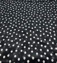 Black White Polka Spot Mesh Fabric Stretch - T9 Fabrics