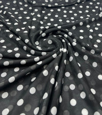 Black White Polka Spot Mesh Fabric Stretch - T9 Fabrics