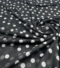 Black White Polka Spot Mesh Fabric Stretch - T9 Fabrics