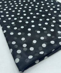 Black White Polka Spot Mesh Fabric Stretch - T9 Fabrics